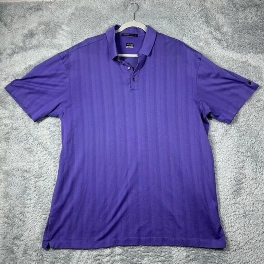 Nike Tiger Woods Collections Golf Shirt Men's XXL Fit Dry Polo‎ Polyester Purple